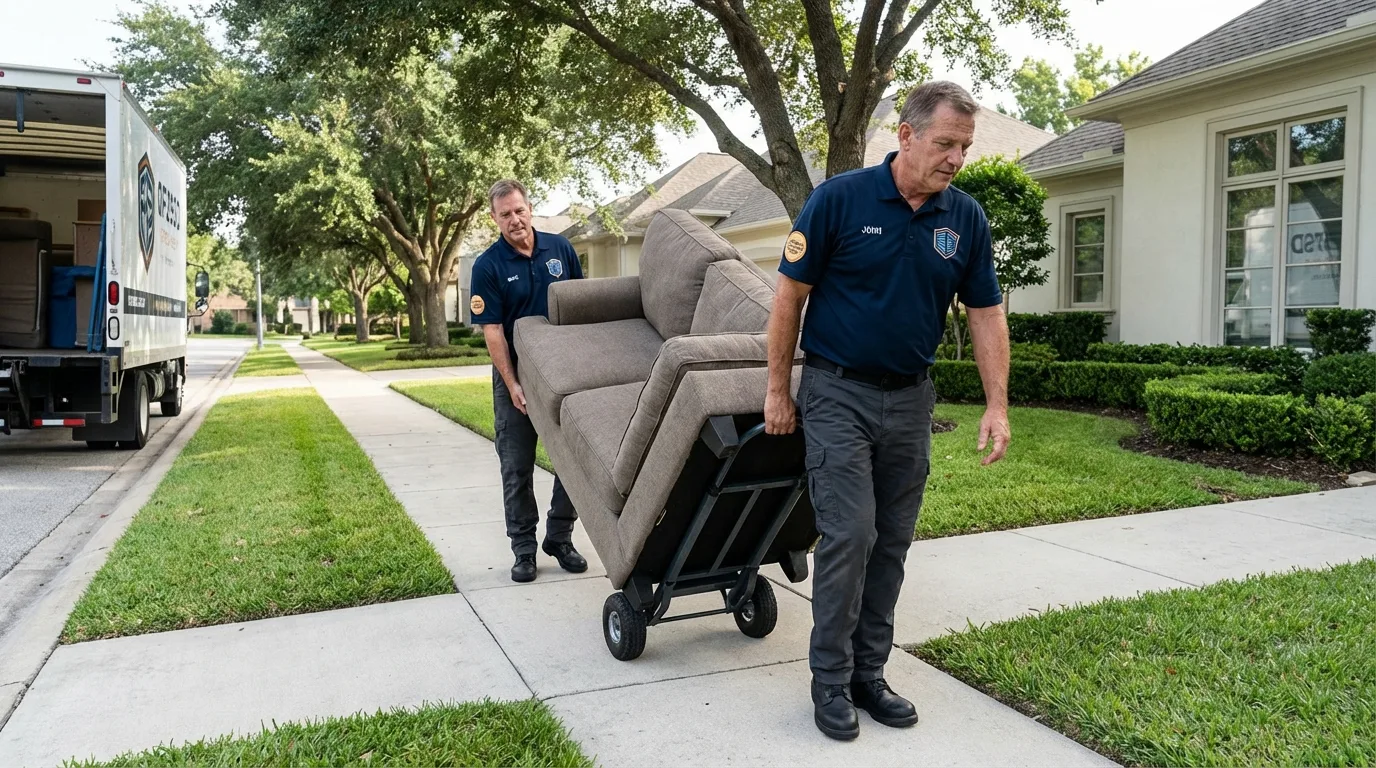 Local residential moving crew loading furniture in Richfield, OH